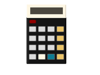 Black calculator isolated on transparent background