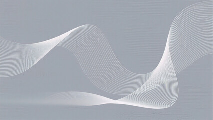 Abstract white wave lines on gray background