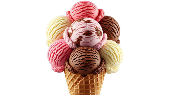 Delicious ice cream cone with multiple scoops creating a sweet and colorful dessert presentation. - Powered by Adobe