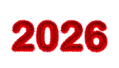 red fur inscription 2026 isolated on transparent background, png