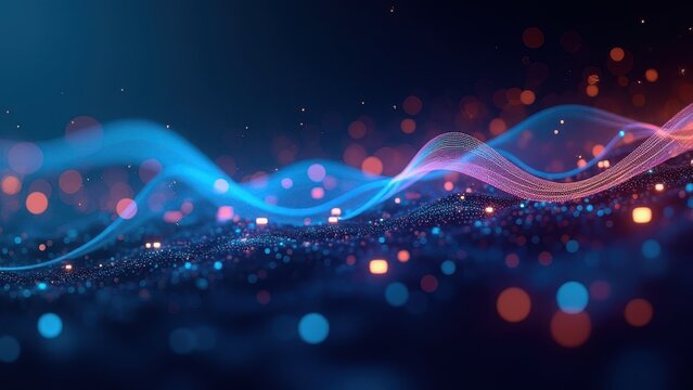 futuristic technology background with glowing digital elements and abstract light patterns creating modern high tech atmosphere concept of innovation, technology, design industry