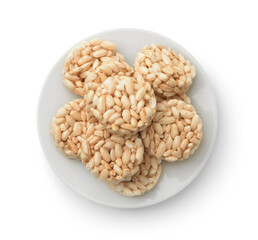 Puffed rice cakes on ceramic plate