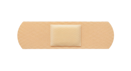 Isolated adhesive bandage or sticking plaster on a black background with central pad; neutral tone.