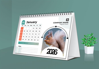 Creative Desk Calendar 2026 Design Layout