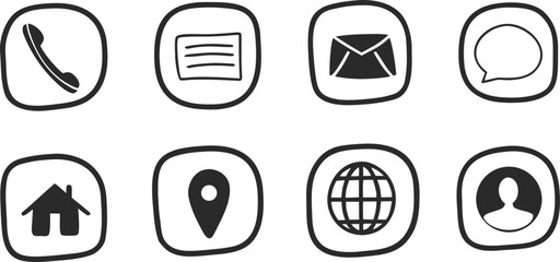 Contact us doodle icons for websites or apps perfect for marketing or design projects to connect and engage with your audience easily and effectivelyb