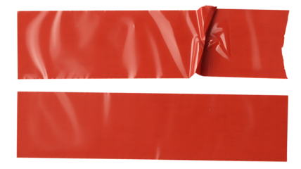 Red Duct Tape Strips One Torn One Flat On White Background Keywords: red tape, duct tape isolated on a transparent background