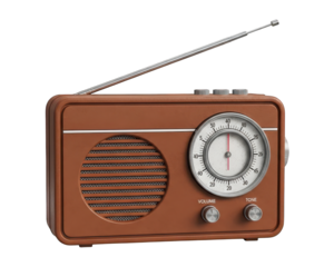 Compact portable electronic communication device features an analog tuning dial and telescoping antenna