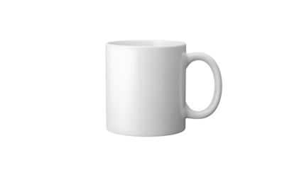 White Ceramic Mug Isolated on White Background with Subtle Shadows removed isolated on a transparent background