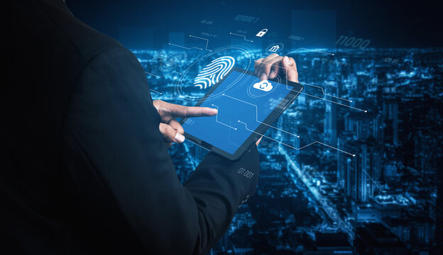 Biometric fingerprint identification and cybersecurity system ensuring secure access, identity verification, cloud data protection, and digital safety Vouch - Powered by Adobe