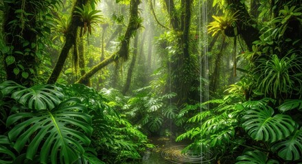 Obraz premium Lush Greenery in a Dense Tropical Rainforest