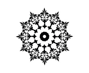 Ornate Black Floral Mandala Emblem