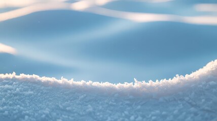 Macro Frosted Snow Crystals on Pastel Blue Background Holiday Banner