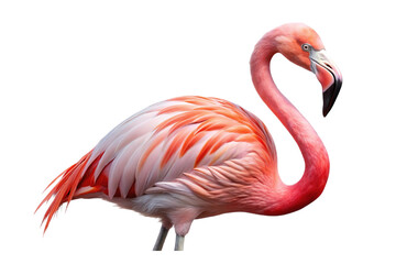 Obraz premium Vibrant pink flamingo standing gracefully with elegant curved neck isolated on transparent background