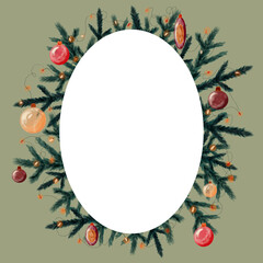 Template for a greeting card for the winter holidays.