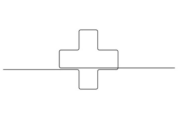 Obraz premium Healthcare cross symbol in smooth continuous single line modern design