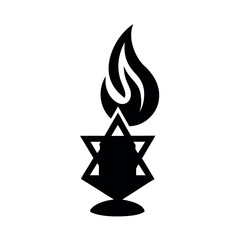 Warm candle flame featuring star of david in serene remembrance themed artwork Vector illustration
