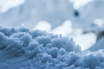 Macro icy-blue frost texture — ice crystals, soft bokeh winter holiday background