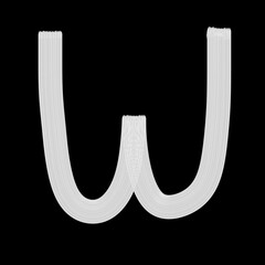 Alphabet of W, Plaster Rake Brush, White color, on black background, Abstract, Illustration, Typography, Education, Handmade, Set A-Z