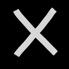 Obraz premium Alphabet of X, Plaster Rake Brush, White color, on black background, Abstract, Illustration, Typography, Education, Handmade, Set A-Z