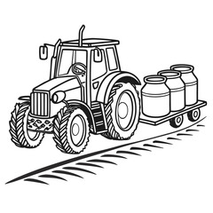 Fototapeta premium Tractor Carrying Milk Cans