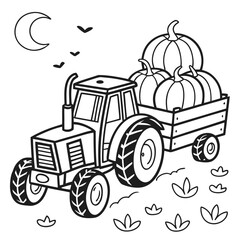 Tractor Carrying Pumpkins