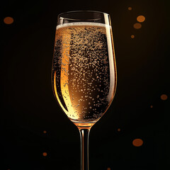 Celebrate with elegant champagne glass filled with bubbly golden liquid for special occasions toast