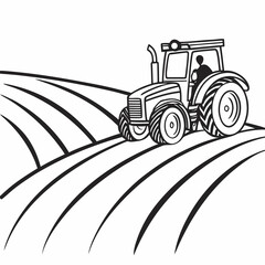 Naklejka premium Tractor in a Field 1