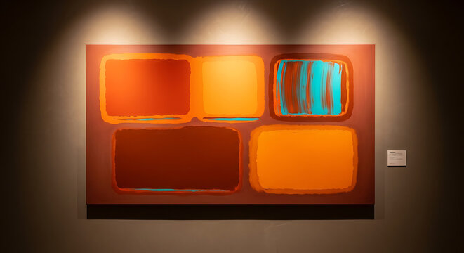 Illuminated abstract color fields create a captivating visual experience on a gallery wall