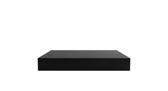 Empty Black Square Display Stand for Product Presentation on Transparent Background