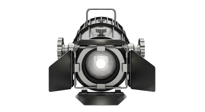 Bright Stage Spotlight Emitting Light on Transparent Background