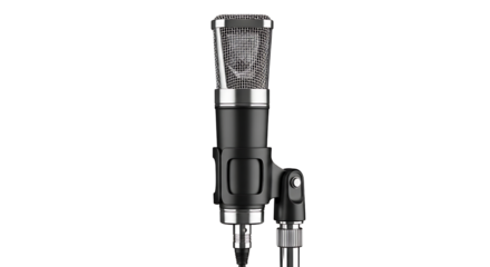 Professional Studio Condenser Microphone for Recording and Broadcasting on Transparent Background