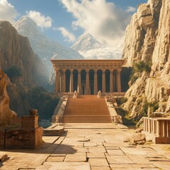 Scene conveys the grandeur of ancient civilization with high-fidelity depth and sharp realism