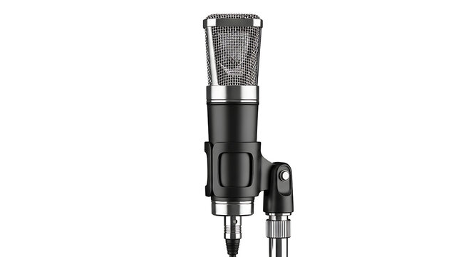 Professional Studio Condenser Microphone for Recording and Broadcasting on Transparent Background - Powered by Adobe