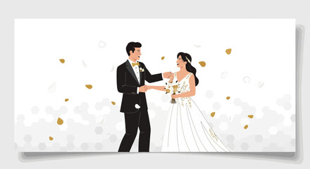 Elegant Wedding Celebration: Bride and Groom Embracing Joyful Moment in Festive Setting