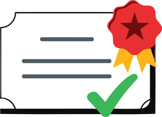 Approved document with a red seal represents certification achievement and success in business world