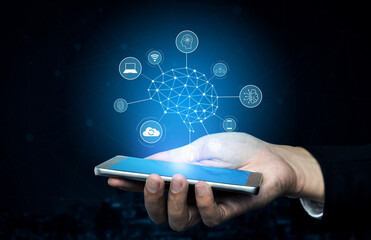 A visual of artificial intelligence network connecting AI, network, and system across a structured digital platform for seamless AI communication Vouch