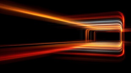 Abstract glowing orange and red light trails creating a futuristic tunnel of speed.