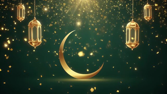 4K Eid mubarak islamic design hanging ramadan candle lantern and mosque, Abstract background animation . Eid Mubarak Islamic design concept with Ramadan. Religious Asian Muslim festival celebration.