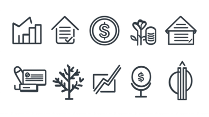 Transparent Image of ESOP Outline Icons Showing Company and Win Win Concepts