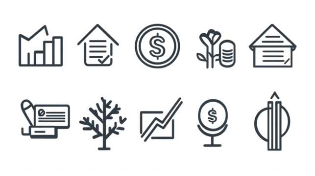Transparent Image of ESOP Outline Icons Showing Company and Win Win Concepts