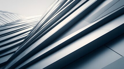 Abstract modern architecture background with dynamic metallic lines and shapes.