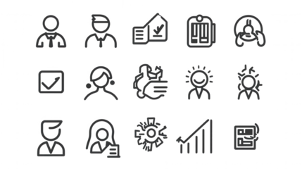 Transparent Image Collection of Outline ESOP Icons for Employee Ownership Concepts