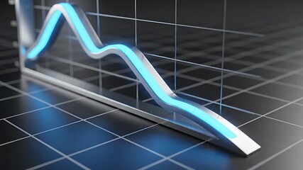 Dynamic 3D glowing blue line graph showing economic downturn and financial crisis statistics Business data analysis chart illustrating market decline and global - Powered by Adobe