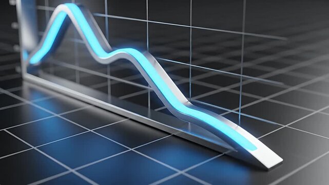 Dynamic 3D glowing blue line graph showing economic downturn and financial crisis statistics Business data analysis chart illustrating market decline and global - Powered by Adobe