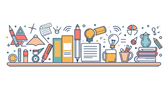 Transparent Back to School Thin Line Concept Icons for Education