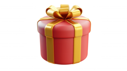 3D Christmas gift icon with festive ornament and Transparent Image
