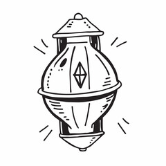 Hand drawn illustration of a vintage nautical lantern isolated on