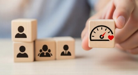 Soft skills and leadership concept as emotional intelligence block is selected for team building, ideal for HR and communication themes.