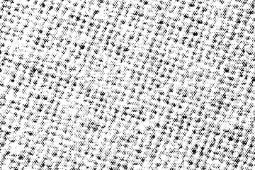 Random pixelated halftone pattern forming a grainy texture with scattered black dots on a transparent background.
