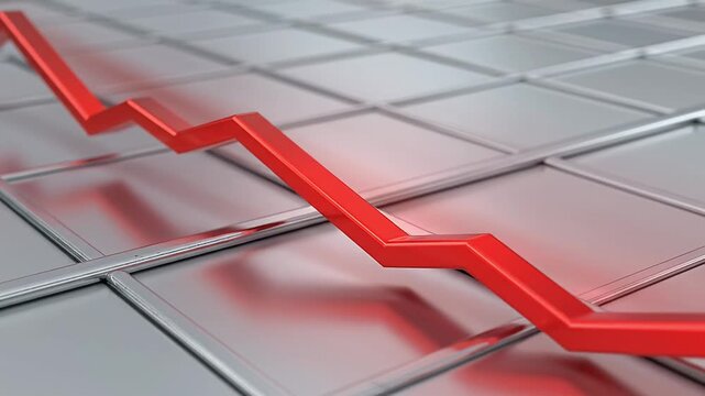 Red Arrow Graph Visualizing Steep Downward Trend in Financial Markets Illustrates Economic Recession Stock Market Decline Business Loss and Negative Growth Data